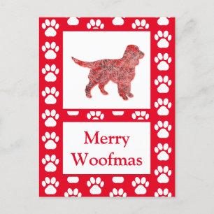 Cartão Postal Sprocker Spaniel Dog Silhouette RedFeliz Natal