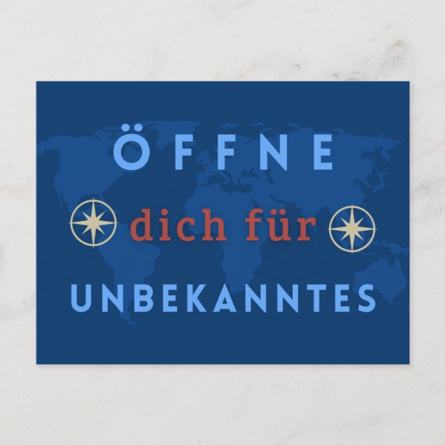Cartão Postal Spruchmotiv-Postkarte: Öffne dich für Unbekanntes (Frente)