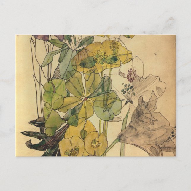 Cartão Postal Spurge Com Yham Flowers Charles Rennie Mackintosh (Frente)