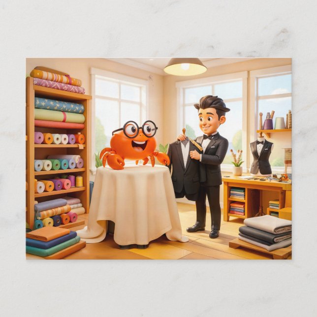 Cartão Postal Spy Crab Getting Fitted For Tailored Suit (Frente)
