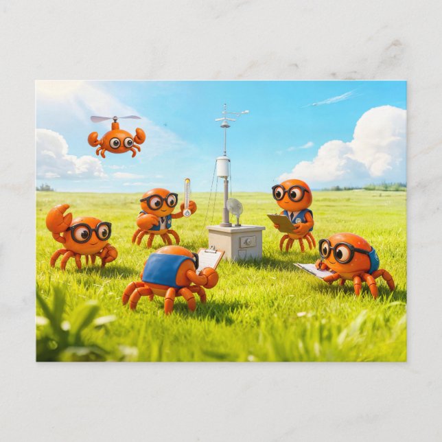 Cartão Postal Spy Crabs Learning How Weather Station Works (Frente)