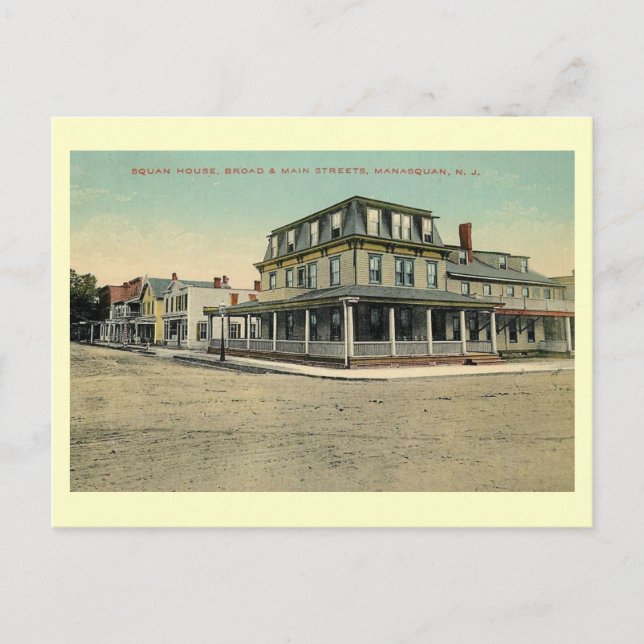 Cartão Postal Squan House, Manasquan, Nova Jersey 1912 Antiga (Frente)