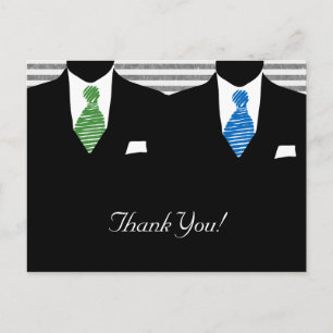 Cartão Postal Sr. e Sr. Suit e Tie Gay Wedding Obrigado