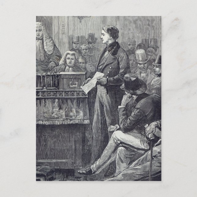 Cartão Postal Sr. Gladstone entregando seu discurso de Maiden (Frente)