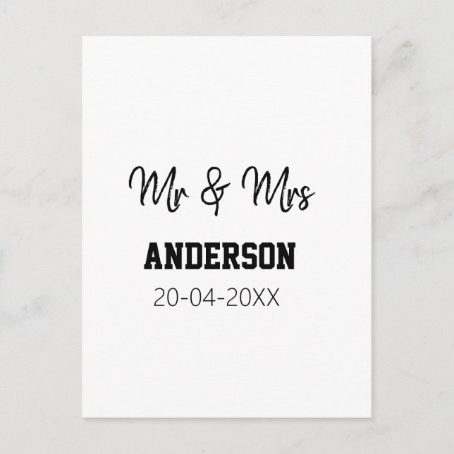 Cartão Postal Sr. & Sra. adicionar nome da família data ano casa (Frente)