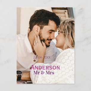 Cartão Postal Sr & Sra adicionar nome da família foto data casam