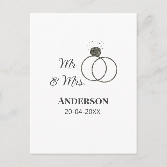 Cartão Postal Sr & Sra adicionar sobrenome data ano lembrancinha (Frente)