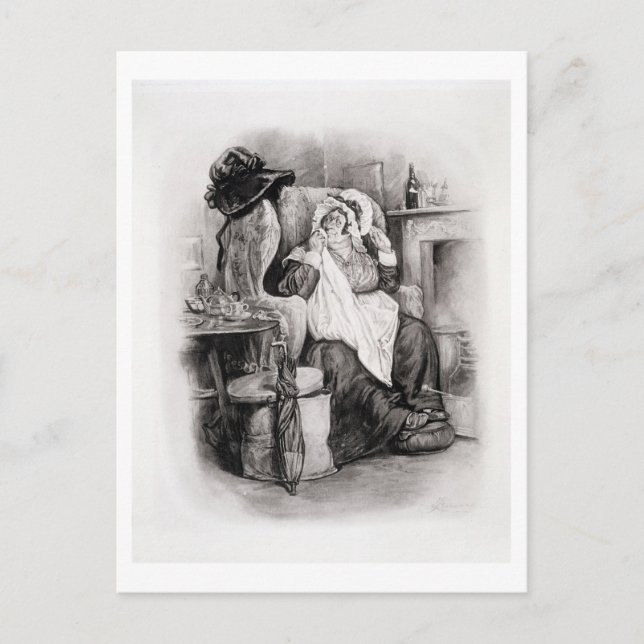 Cartão Postal Sra. Gamp, 'de Charles Dickens: Uma bisbolhetice (Frente)