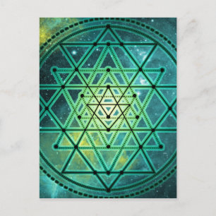 Cartão Postal Sri verde Mystical Yantra