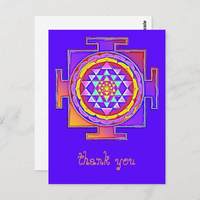 Cartão Postal Sri Yantra - Símbolo hinduísmo Design 1 (Frente/Verso)