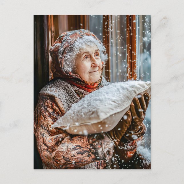 Cartão Postal Srta. Holle Agitando Neve Do Céu (Frente)