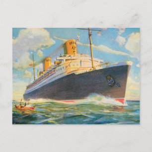 Cartão Postal SS Bremen no mar