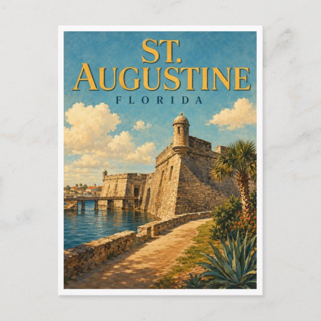 Cartão Postal St. Augustine Flórida Castillo GeoSaga (Frente)