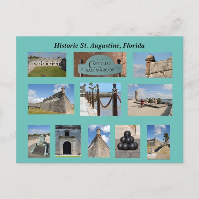 Cartão Postal St. Augustine histórico, Flórida (Frente)