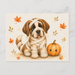 Cartão Postal St Bernard Múmia Halloween