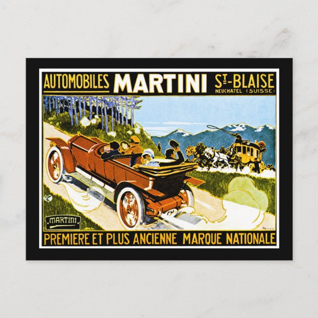 Cartão Postal St. Blaise dos automóveis de Martini (Frente)