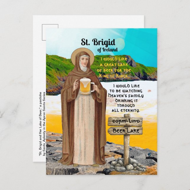 Cartão Postal St. Brigid of Ireland and Her Lake of Beer (Frente/Verso)