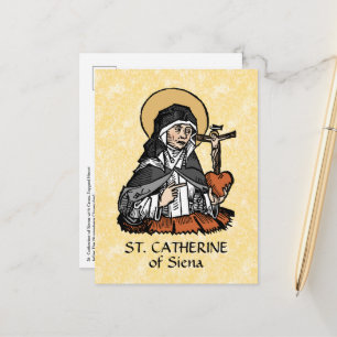 Cartão Postal St. Catarina de Siena com Coração com Crucifixo