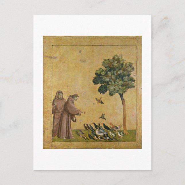 Cartão Postal St Francis de Assisi que preaching aos pássaros (Frente)