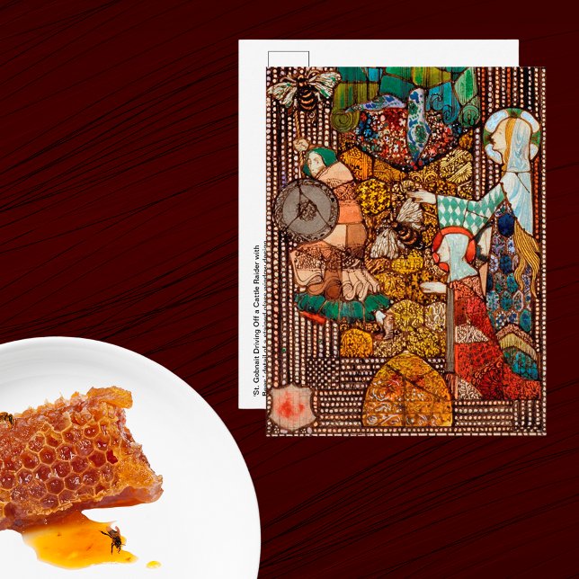 Cartão Postal St Gobnait Drives Off Cattle Raiders with Bees (Criador carregado)