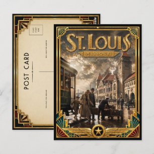 Cartão Postal St. Louis Missouri Arte Deco Antigo Idade de Ouro
