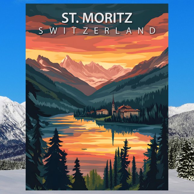 Cartão Postal St. Moritz Switzerland Travel Alpine Winter (St. Moritz Switzerland Travel Alpine Winter Postcard
)