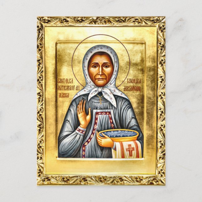 Cartão Postal St. Olga of Alaska Orthodox Christian Icon (Frente)