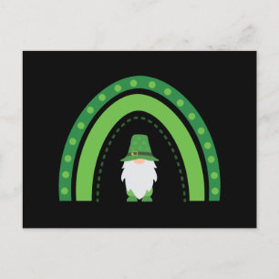 Cartão Postal St Patricks Gnome e Rainbow