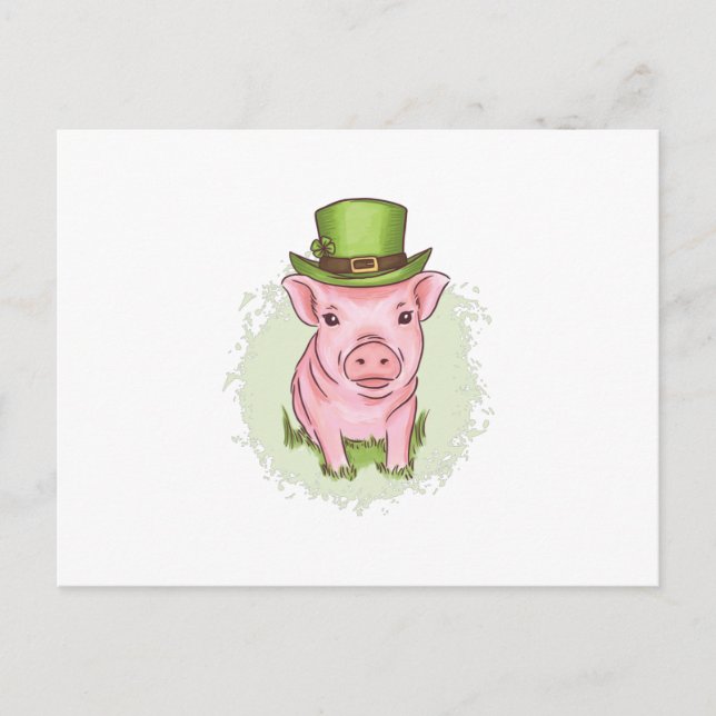 Cartão Postal St Patrick's mini pig (Frente)