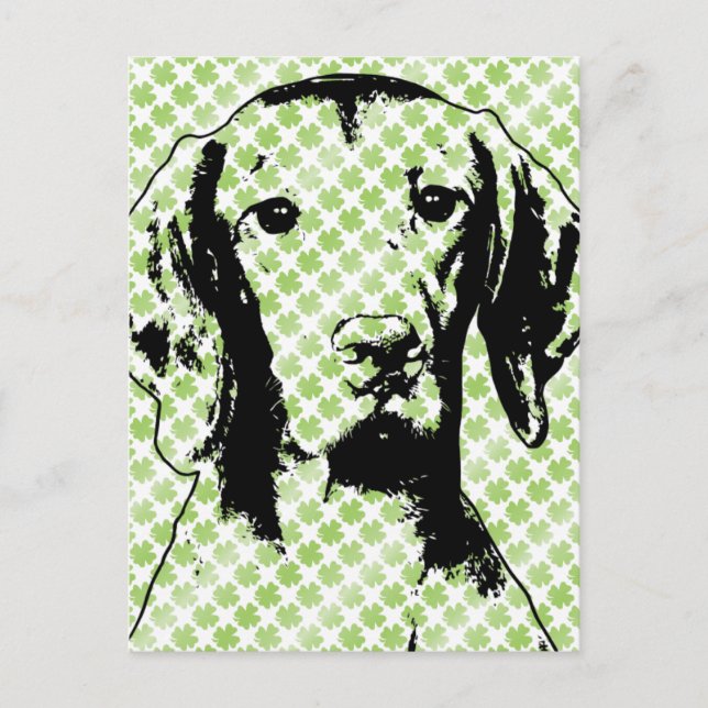 Cartão Postal St Patricks - Silhueta de Vizsla - Reagan (Frente)