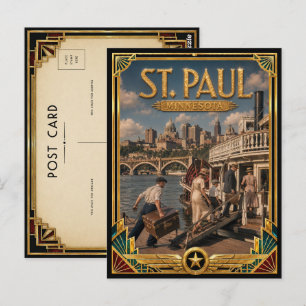 Cartão Postal St. Paul Minnesota Arte Deco Vintage Idade Dourada
