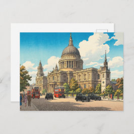 Cartão Postal St Pauls Cathedral Japanese Woodblock Print