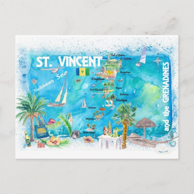 Cartão Postal St Vincent Grenadines Antilhas Ilustrado Viagem  (Frente)