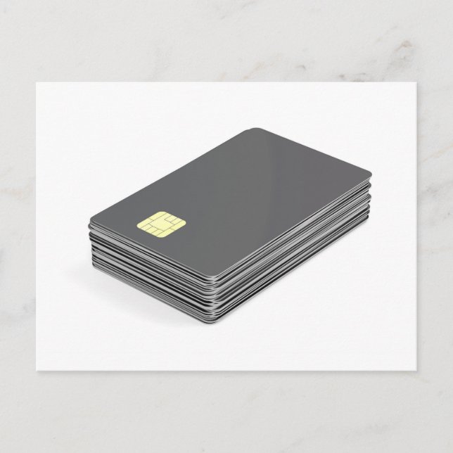 Cartão Postal Stack with blank plastic cards with chip (Frente)
