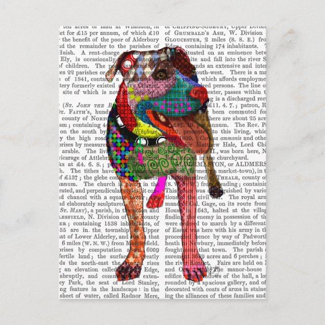 Cartão Postal Staffordshire Bull Terrier - Patchwork (Frente)
