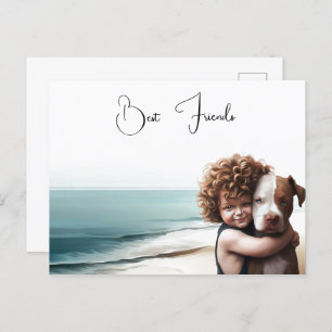 Cartão Postal Staffordshire Pitbull & Boy Keepsasakatarn