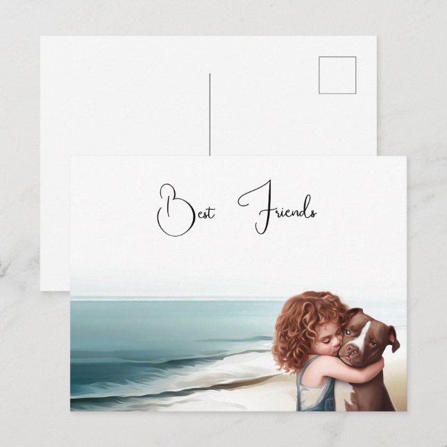 Cartão Postal Staffordshire Pitbull & Girl Keepsasacard (Frente/Verso)