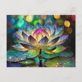 Cartão Postal Stained Glass Vibrant Lotus Flower