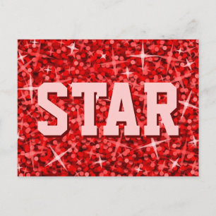 Cartão postal 'STAR' vermelho-brilhante