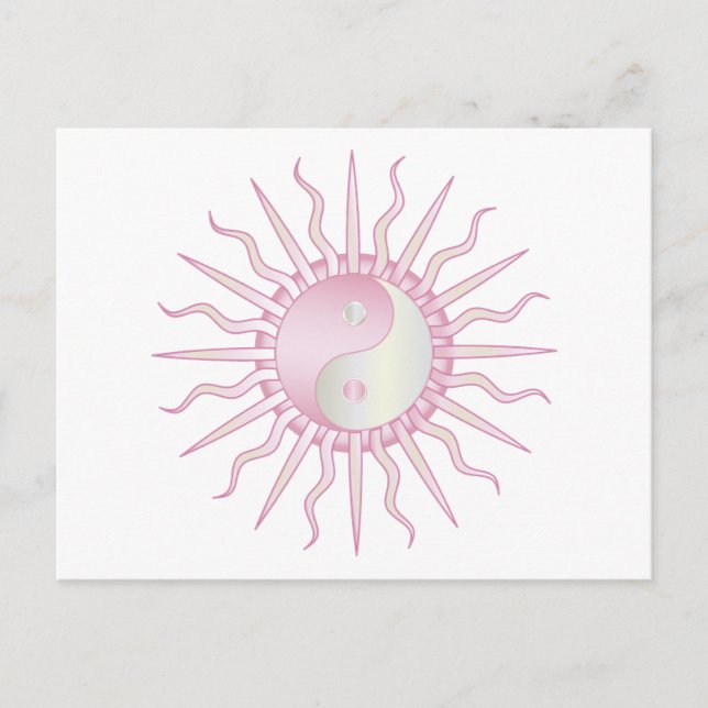 Cartão Postal Starburst Rosa Yin Yang (Frente)