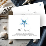 Cartão Postal Starfish Azul Costeiro Novo Anúncio de Movimento R<br><div class="desc">Traga um salto da costa para sua jogada com esta elegante mudança de endereço postal de peixe estrelado azul. Com estrelas-do-mar pintadas à mão em tons costeiros legal, este design é perfeito para novos proprietários pela praia, amantes náuticos ou qualquer fazer de deslocamento à beira-mar. Este cartão postal simples é...</div>