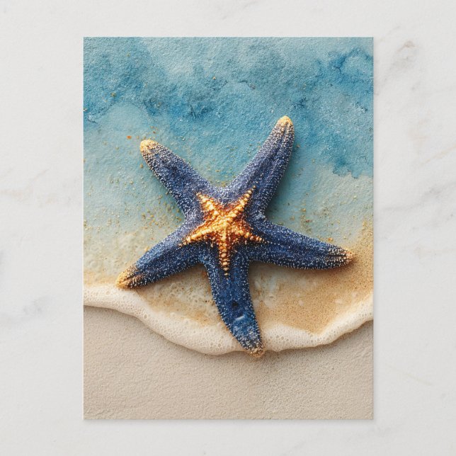Cartão Postal Starfish vibrante em Sandy Beach (Frente)