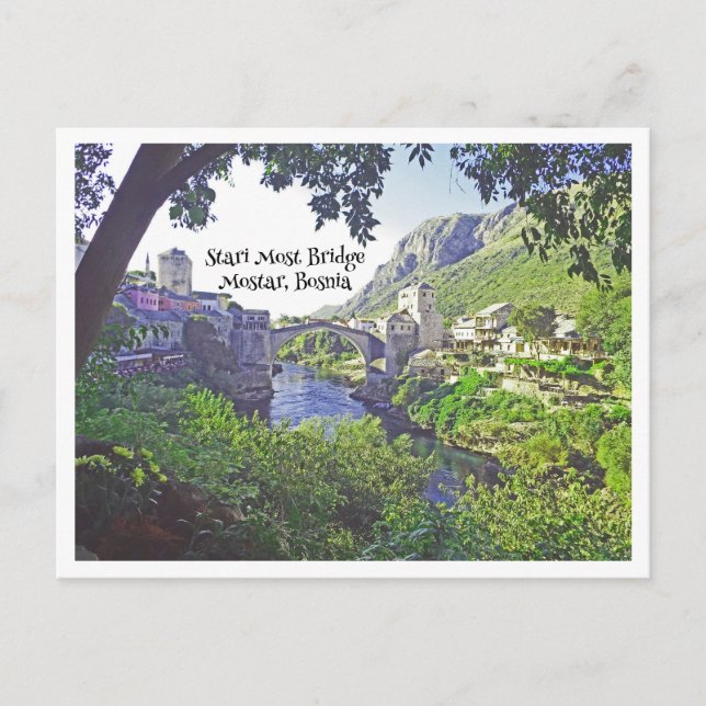 CARTÃO POSTAL STARI MAIS BRIDGE EM MOSTAR, BÓSNIA (Frente)