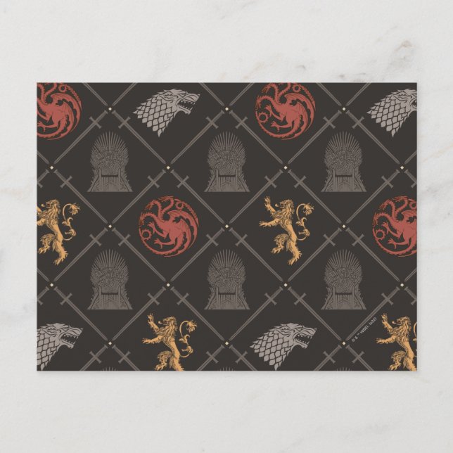 Cartão Postal Stark, Lannister, Targaryen, Padrão de Trono de Fe (Frente)