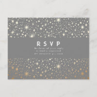 Starry Night Cinza e RSVP de Casamento Dourado