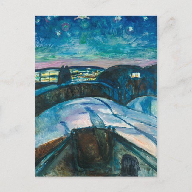 Cartão Postal Starry Night | Edvard Munch | (Frente)