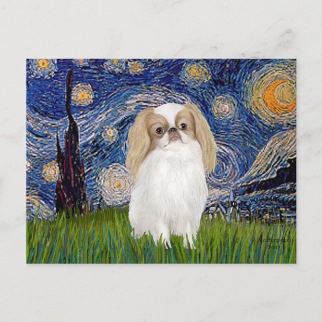 Cartão Postal Starry Night - Japonês Chin (limão 1) (Frente)