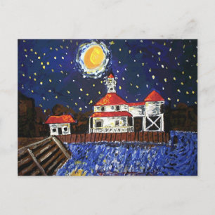 Cartão Postal Starry Night Light House