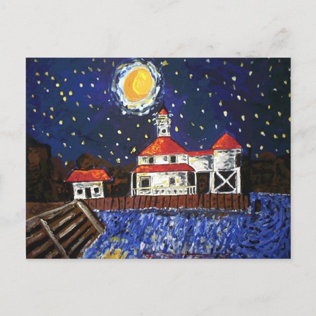 Cartão Postal Starry Night Light House (Frente)