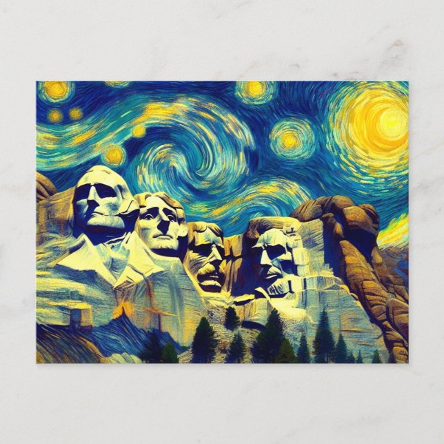 Cartão Postal Starry Night Mt. Rushmore South Dakota (Frente)